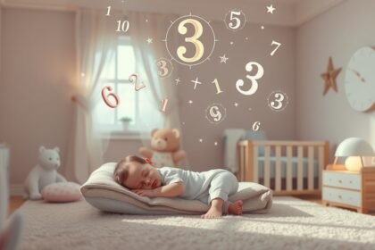 Bebeluș dormind cu numere asupra lui, simbolizând cifra destinului.
