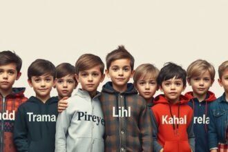 Grup de băieți cu nume populare, fiecare cu un caracter distinct.