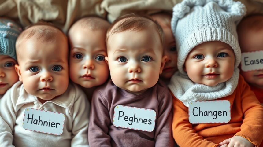 Bebeluși cu nume etichetate, reprezentând tendințe regionale în România.