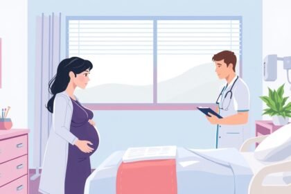 O mamă însărcinată discută cu medicul despre planul de naștere.