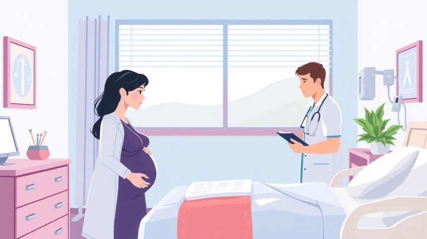 O mamă însărcinată discută cu medicul despre planul de naștere.