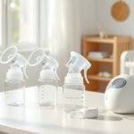 Pompe de sân manuală și electrică cu sticle de lapte