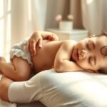Bebeluș dormit relaxat, pregătit pentru masaj ușor