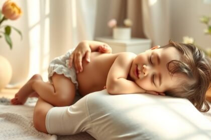 Bebeluș dormit relaxat, pregătit pentru masaj ușor