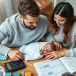 Părinți discutând bugetul pentru primul an de viață al bebelușului
