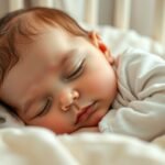 Bebeluș adormit lângă un dispozitiv de zgomot alb