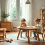 Copii care aplică principiile Montessori în camera lor de joacă