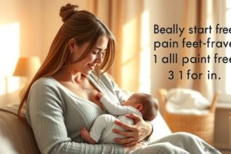 Mama alăptează un bebeluș într-un mediu confortabil.