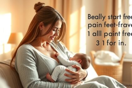 Mama alăptează un bebeluș într-un mediu confortabil.