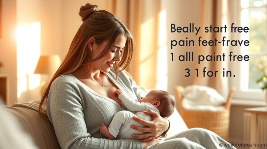 Mama alăptează un bebeluș într-un mediu confortabil.