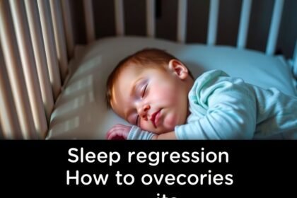 Bebeluș care doarme liniștit în pătuțul său