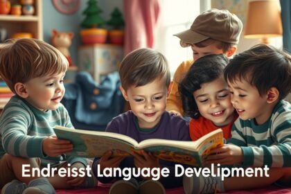 Copii citind o carte și interacționând prin povestiri