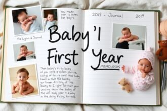 Jurnalul bebelușului cu imagini și notițe despre primul an