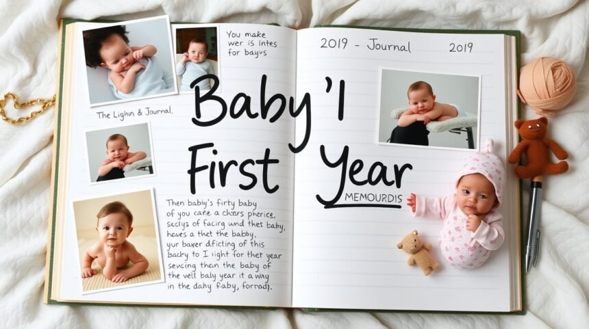 Jurnalul bebelușului cu imagini și notițe despre primul an