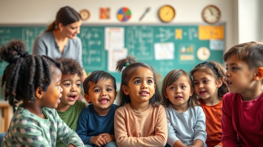 Copii care învață să-și exprime emoțiile într-un mediu educațional